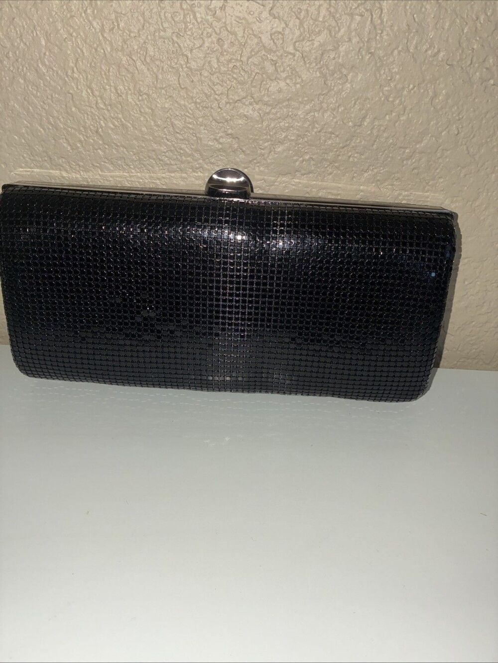 Preston & York Black Metal Mesh Clutch Evening Glitzy Shoulder Bag
